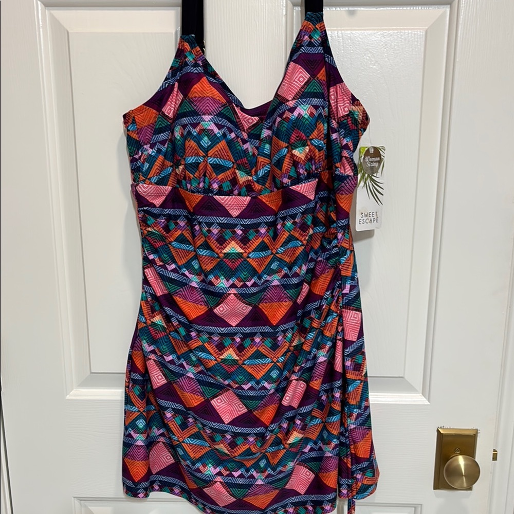 Speechless Vibrant Geometric One Shoulder Dress